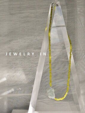 Lucky green jade with Yellow Quartz and sterling silver Necklace